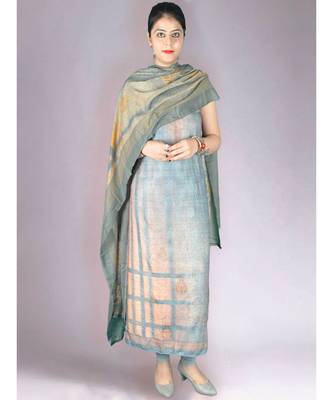 Peach Pashmina Printed 3Pc Suit With Swaroski Work 3