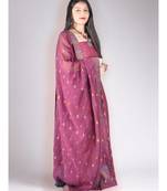 Wine Coloured Pure Pashmina Kurta With Jamawar Weave With Dupatta And Lower 3pc Suit Set