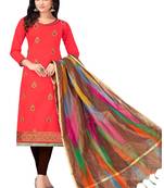 Peach hand embroidery cotton salwar