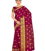 purple hand woven crepe saree with blouse