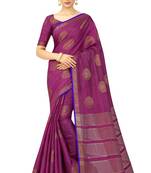 purple hand woven tussar silk saree with blouse