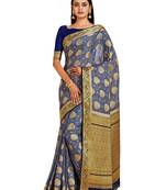 grey hand woven crepe saree with blouse