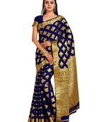 blue hand woven crepe saree with blouse