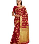 maroon hand woven crepe saree with blouse