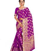purple hand woven chiffon saree with blouse
