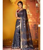 Black Banswara Silk Saree With Temple Motifs