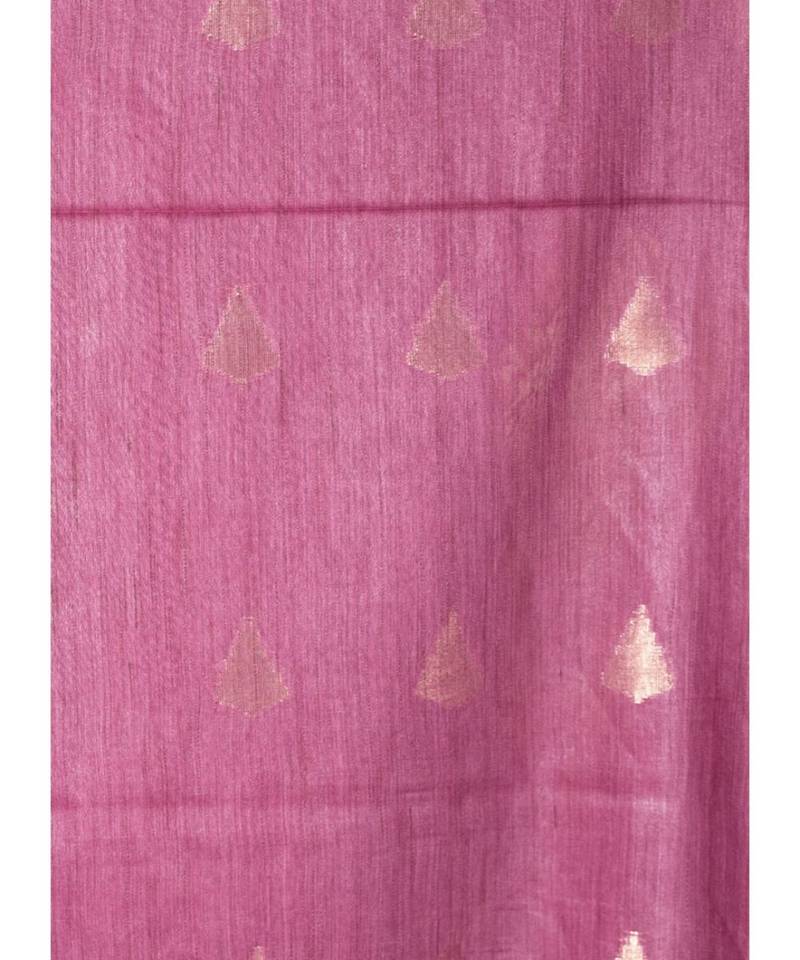 Vintage Pink Banswara Silk Saree With Temple Motifs