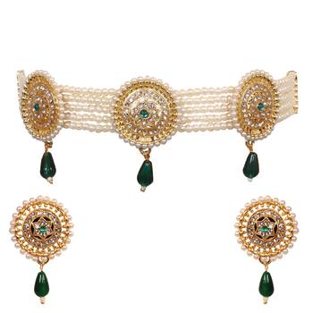 GOLD PLATED White Pearl DESIGNER Choker 1