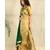 Golden Kurti and Skirt paired with Velvet Green Dupatta