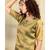 Golden Kurti and Skirt paired with Velvet Green Dupatta