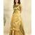 Golden Kurti and Skirt paired with Velvet Green Dupatta