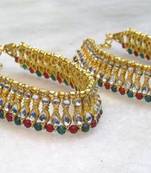 Delicate kundan and crystal bead payal