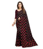   black printed crepe saree with blouse