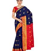 black hand woven crepe saree with blouse