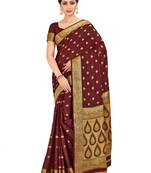 tan hand woven crepe saree with blouse