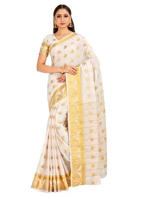 white hand woven crepe saree with blouse 1