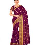 purple hand woven crepe saree with blouse