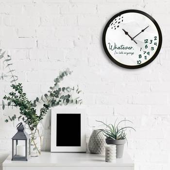 eCraftIndia "Whatever I Am Late Always" Designer Round Analog Black Wall Clock 3