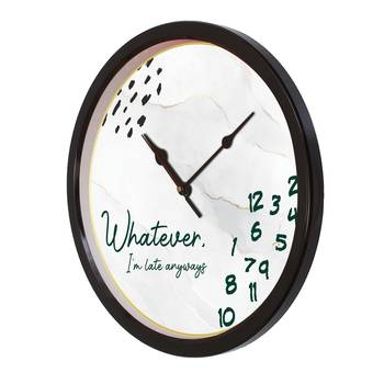 eCraftIndia "Whatever I Am Late Always" Designer Round Analog Black Wall Clock 5