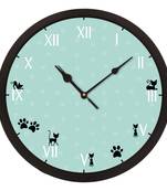 eCraftIndia "Numbers With Cats" Designer Round Analog Black Wall Clock