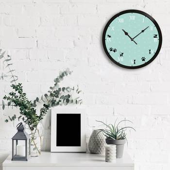 eCraftIndia "Numbers With Cats" Designer Round Analog Black Wall Clock 3