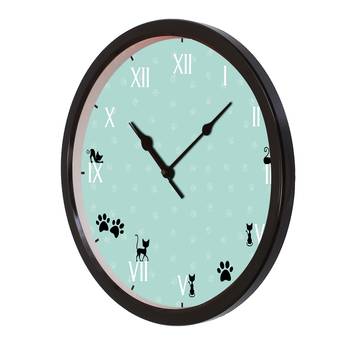 eCraftIndia "Numbers With Cats" Designer Round Analog Black Wall Clock 5