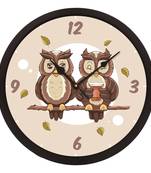 eCraftIndia "Cute Owl Couple" Designer Round Analog Black Wall Clock