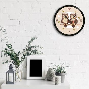 eCraftIndia "Cute Owl Couple" Designer Round Analog Black Wall Clock 3