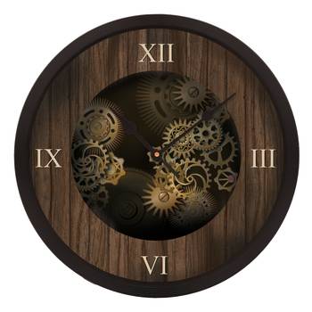 eCraftIndia "Mechanical" Designer Round Analog Black Wall Clock 1