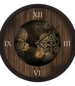 eCraftIndia "Mechanical" Designer Round Analog Black Wall Clock