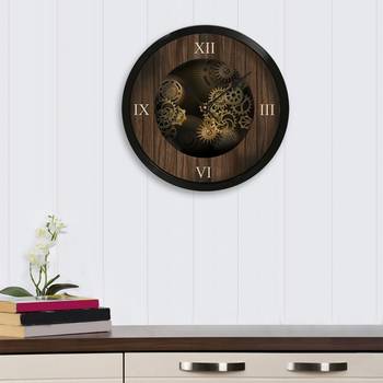 eCraftIndia "Mechanical" Designer Round Analog Black Wall Clock 2