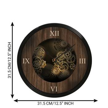 eCraftIndia "Mechanical" Designer Round Analog Black Wall Clock 4