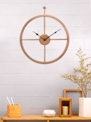 eCraftIndia Copper Color Iron Round Hand-Crafted Analog Wall Clock Without Glass ( 46Cm x 53Cm ) 1
