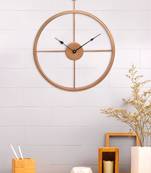eCraftIndia Copper Color Iron Round Hand-Crafted Analog Wall Clock Without Glass ( 46Cm x 53Cm )