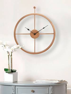 eCraftIndia Copper Color Iron Round Hand-Crafted Analog Wall Clock Without Glass ( 46Cm x 53Cm ) 2