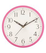 eCraftIndia Round Pink Plastic Wall Clock (25Cm x 25Cm)