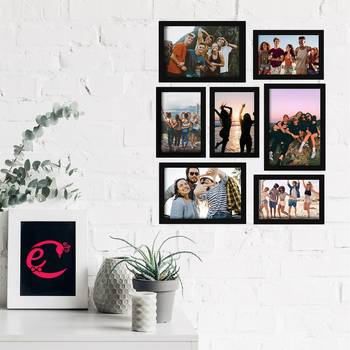 eCraftIndia Memory Wall Collage Photo Frame - Set of 7 Photo Frames for 3 Photos of 5"x 7", 4 Photos of 4"x6" 2