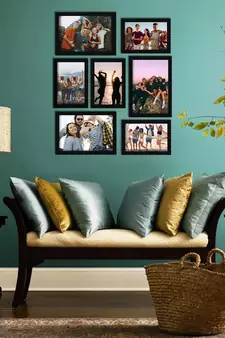 eCraftIndia Memory Wall Collage Photo Frame - Set of 7 Photo Frames for 3 Photos of 5"x 7", 4 Photos of 4"x6"