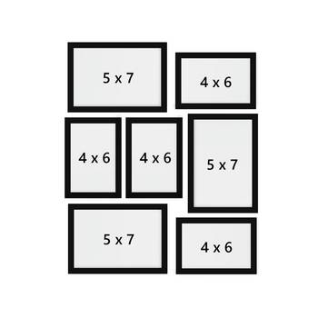 eCraftIndia Memory Wall Collage Photo Frame - Set of 7 Photo Frames for 3 Photos of 5"x 7", 4 Photos of 4"x6" 4