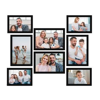 eCraftIndia Memory Wall Collage Photo Frame - Set of 8 Photo Frames for 4 Photos of 5"x 7", 4 Photos of 4"x6" 1
