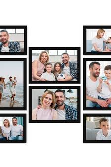 eCraftIndia Memory Wall Collage Photo Frame - Set of 8 Photo Frames for 4 Photos of 5"x 7", 4 Photos of 4"x6"