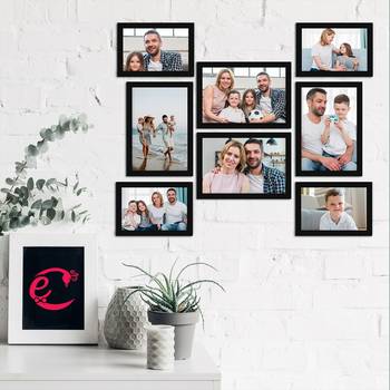 eCraftIndia Memory Wall Collage Photo Frame - Set of 8 Photo Frames for 4 Photos of 5"x 7", 4 Photos of 4"x6" 2
