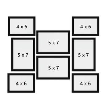 eCraftIndia Memory Wall Collage Photo Frame - Set of 8 Photo Frames for 4 Photos of 5"x 7", 4 Photos of 4"x6" 4
