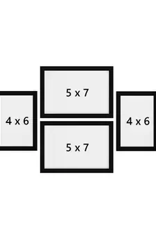 eCraftIndia Memory Wall Collage Photo Frame - Set of 4 Photo Frames for 2 Photos of 4"x6", 2 Photos of 5"x7"