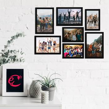 eCraftIndia Memory Wall Collage Photo Frame - Set of 7 Photo Frames for 4 Photos of 5"x 7", 3 Photos of 4"x6" 2