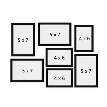 eCraftIndia Memory Wall Collage Photo Frame - Set of 7 Photo Frames for 4 Photos of 5"x 7", 3 Photos of 4"x6" 4