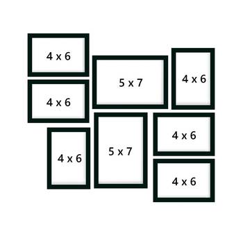 eCraftIndia Memory Wall Collage Photo Frame - Set of 8 Photo Frames for 6 Photos of 4"x6", 2 Photos of 5"x7" 4