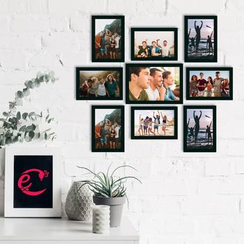 eCraftIndia Memory Wall Collage Photo Frame - Set of 9 Photo Frames for 8 Photos of 4"x6", 1 Photos of 5"x7" 2