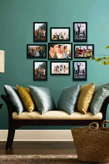 eCraftIndia Memory Wall Collage Photo Frame - Set of 9 Photo Frames for 8 Photos of 4"x6", 1 Photos of 5"x7"