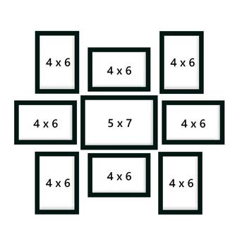 eCraftIndia Memory Wall Collage Photo Frame - Set of 9 Photo Frames for 8 Photos of 4"x6", 1 Photos of 5"x7" 4